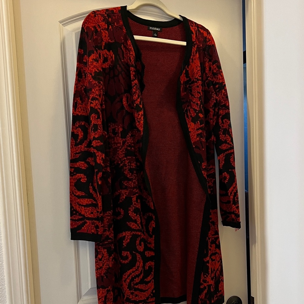 Roz & Ali Elegant Red and Black Cardigan